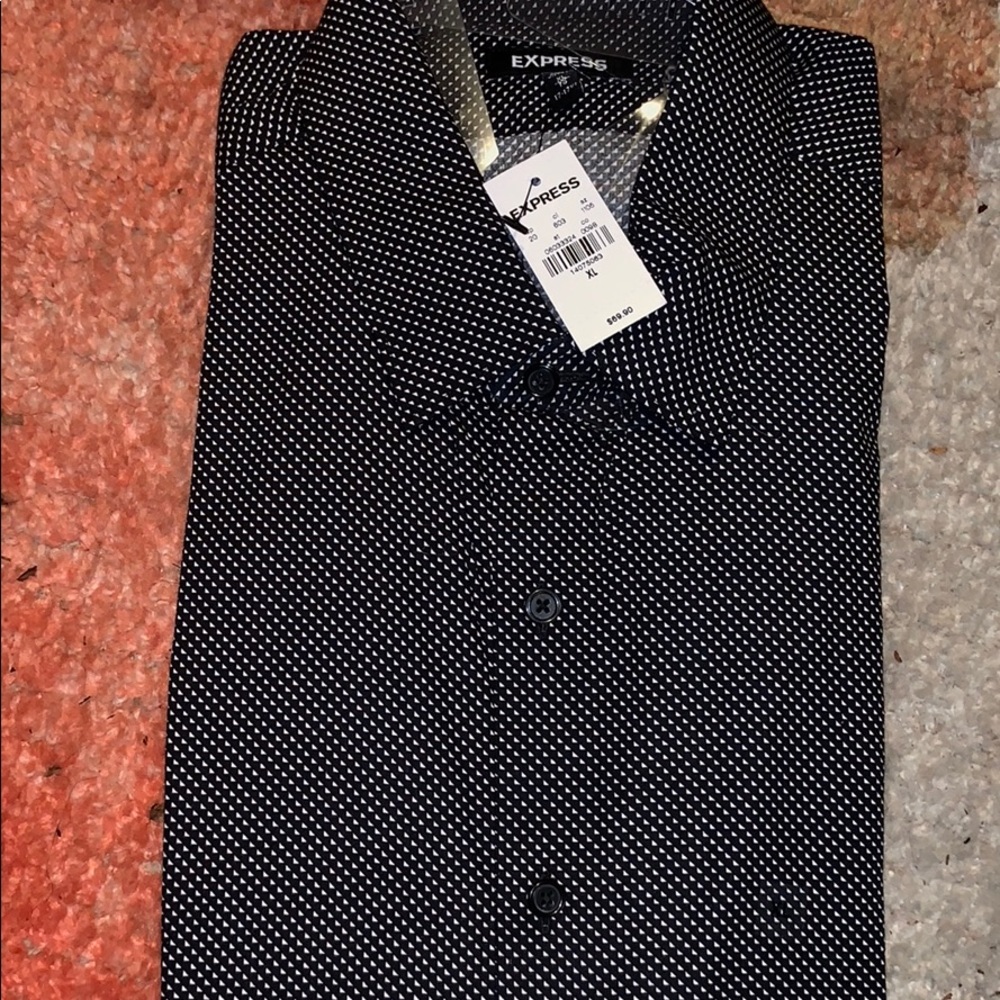 Black and White Dot Express Button Down